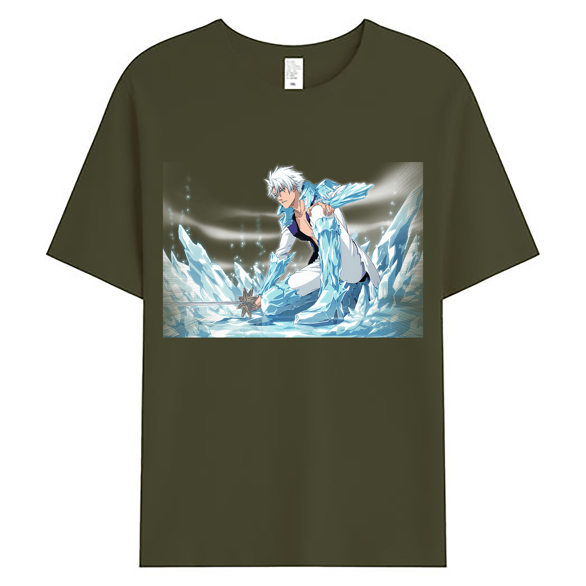 （画像用） ブリーチ 日番谷冬獅郎（ひつがや とうしろう） BLEACH Hitsugaya Toushirou 綿100％ メンズ半袖Tシャツ｜肌触りやわらか＆通気性